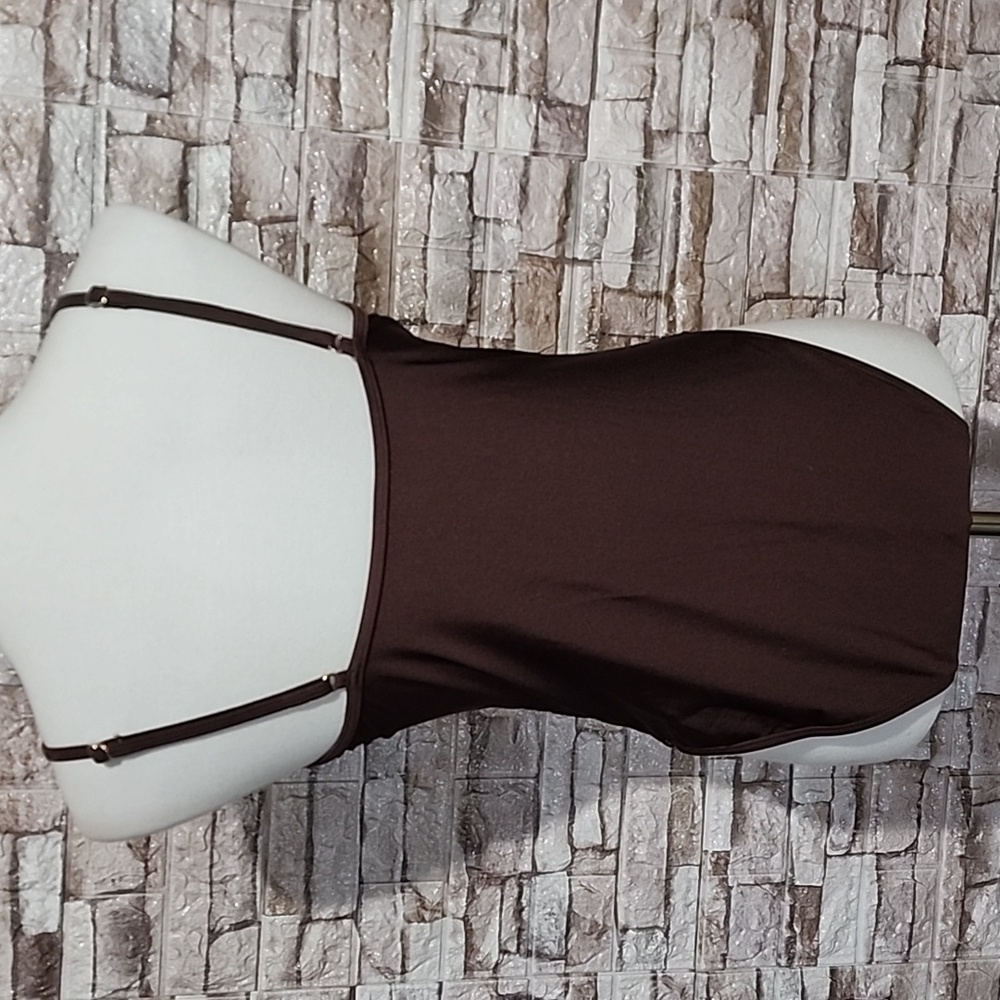 Cupshe Brand New Women’s Deep V Ruched Swimsuit - Brown - Picture 3 of 4